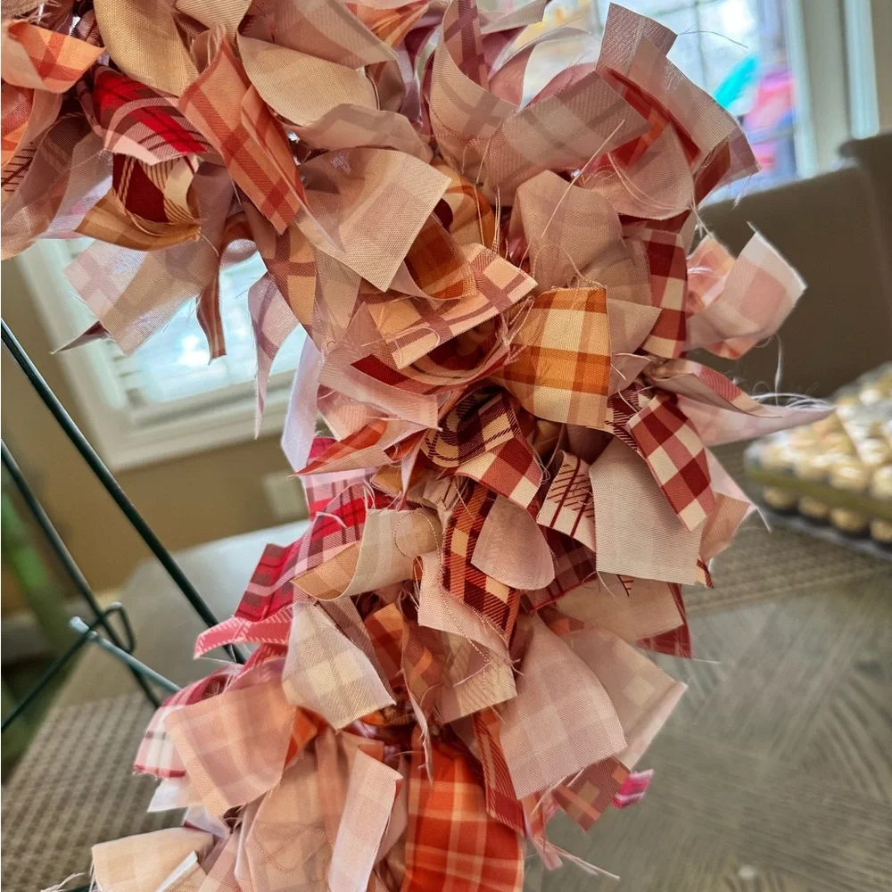 Hand Crafted Plaid Wreath - Red and Pink